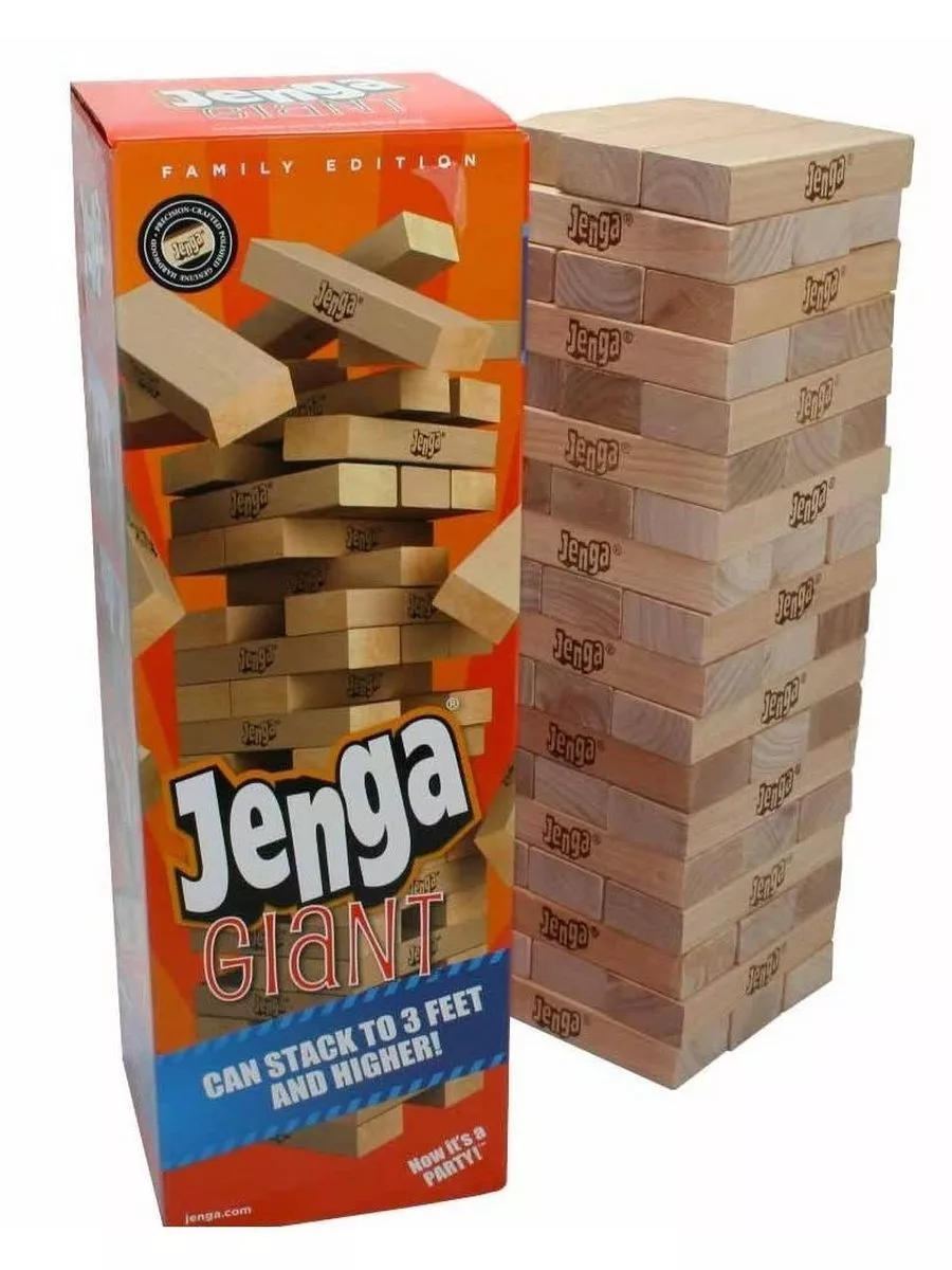 Jenga GIANT™ — классика, которая выросла! Строй выше, играй громче, веселись больше!