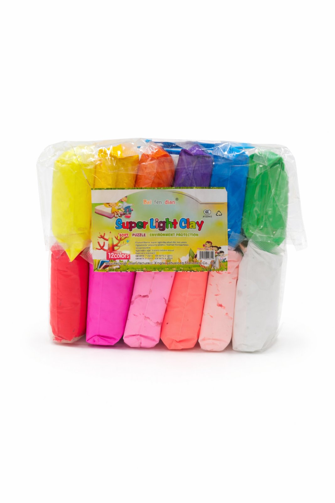 Воздушный пластилин 12 цветов, 400 г — лёгкий, мягкий, самозастывающий